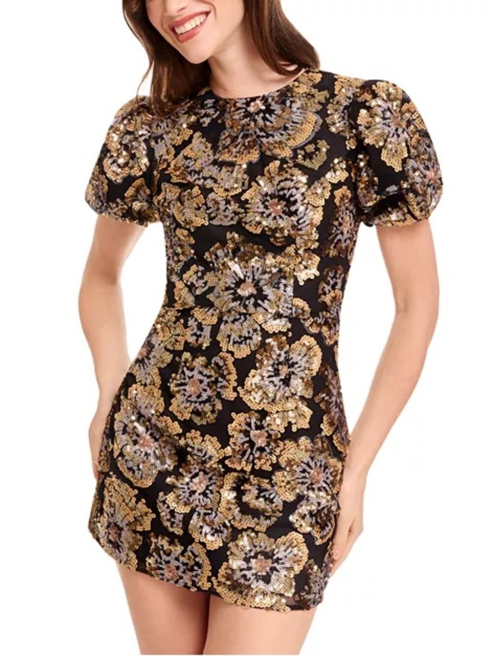 Dress the Population
Elsie Sequin Floral Puff Sleeve Dress